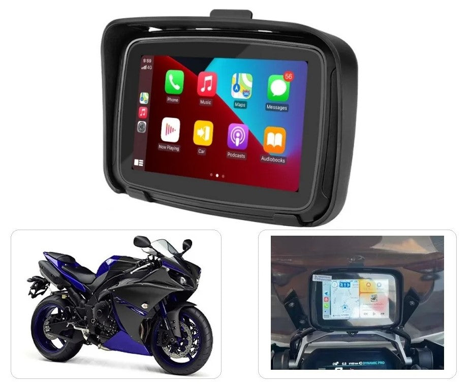 Multimídia para Moto com Display Waterproof - CarPlay e Android Auto